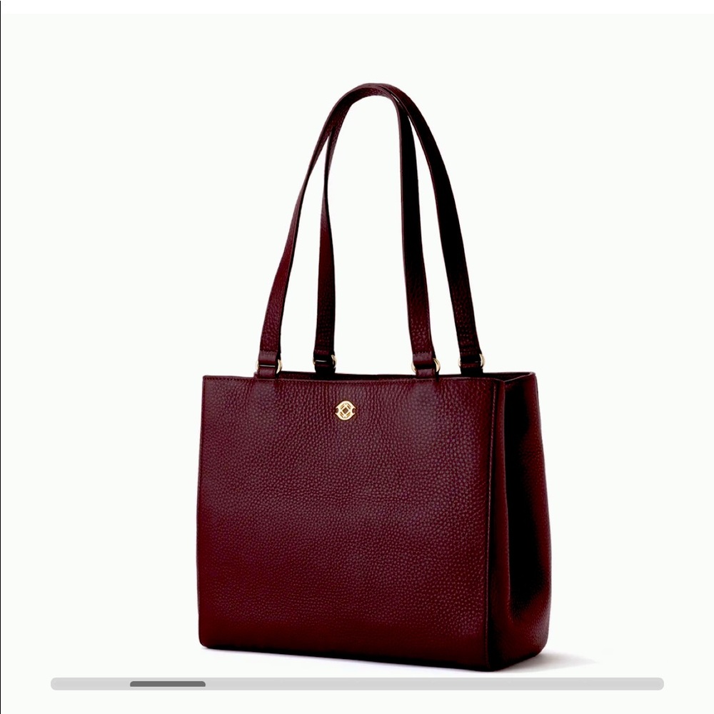Dagne Dover Allyn Small Leather Tote in Oxblood